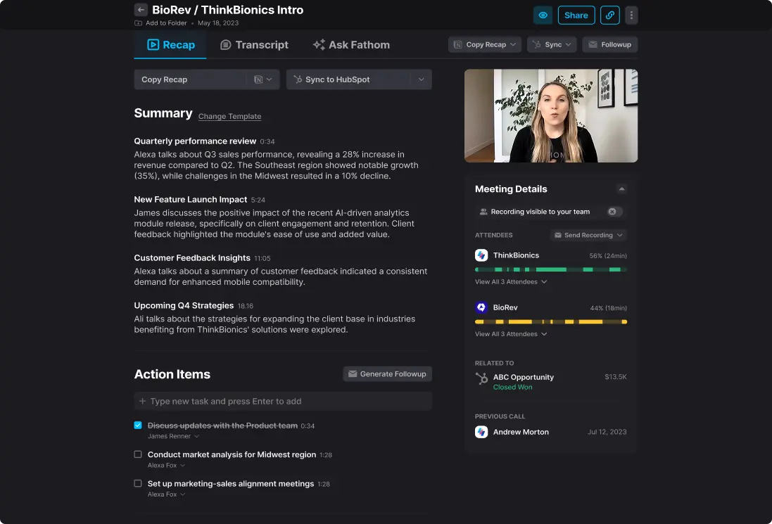 fathom ai summaries review